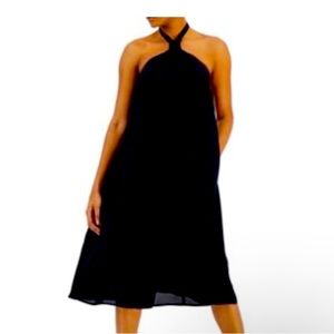 NWT I.N.C. International Concepts Womens Halter-Neck Midi Dress Deep Black XL